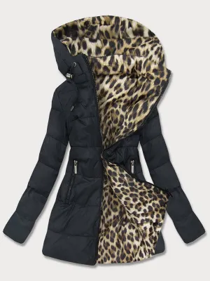 Casual Loose Long Sleeve Warm Leopard Print Hooded Jacket