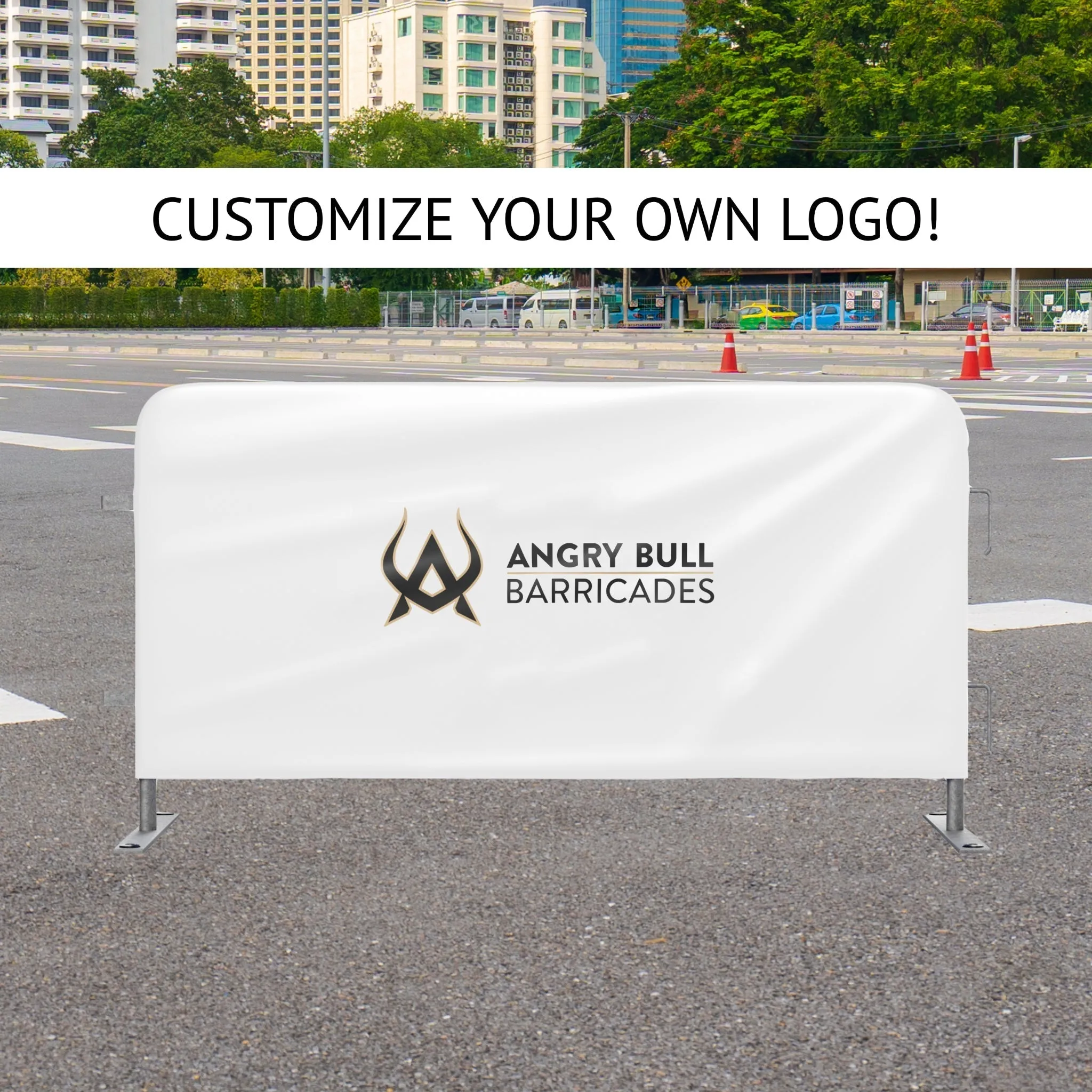 Custom Printed Heavy Duty Barricade Jacket Covers - Angry Bull Barricades