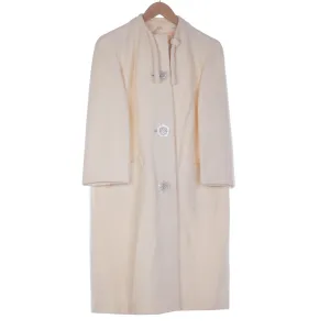 Vintage Cream Long Sleeved Coat UK Size 14/16