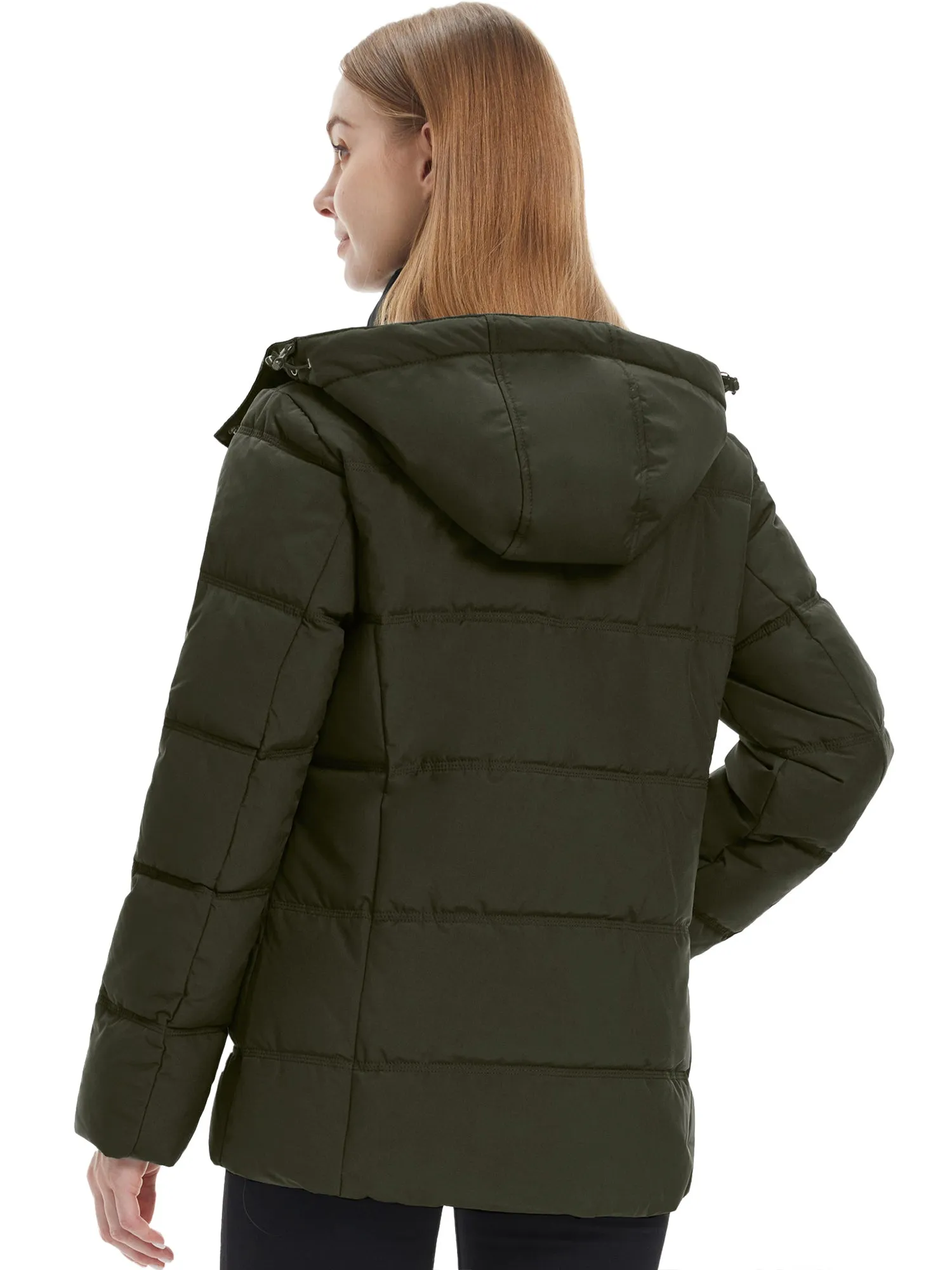 Wantdo Women's Puffer Jacket Warm Winter Coat Quilted Winter Jacket with Removable Hood