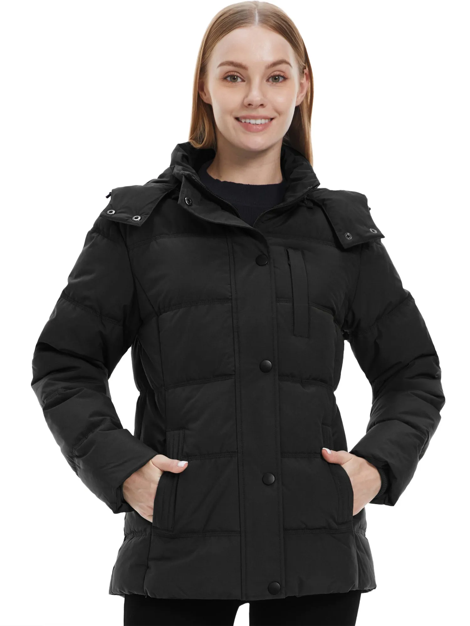 Wantdo Women's Puffer Jacket Warm Winter Coat Quilted Winter Jacket with Removable Hood