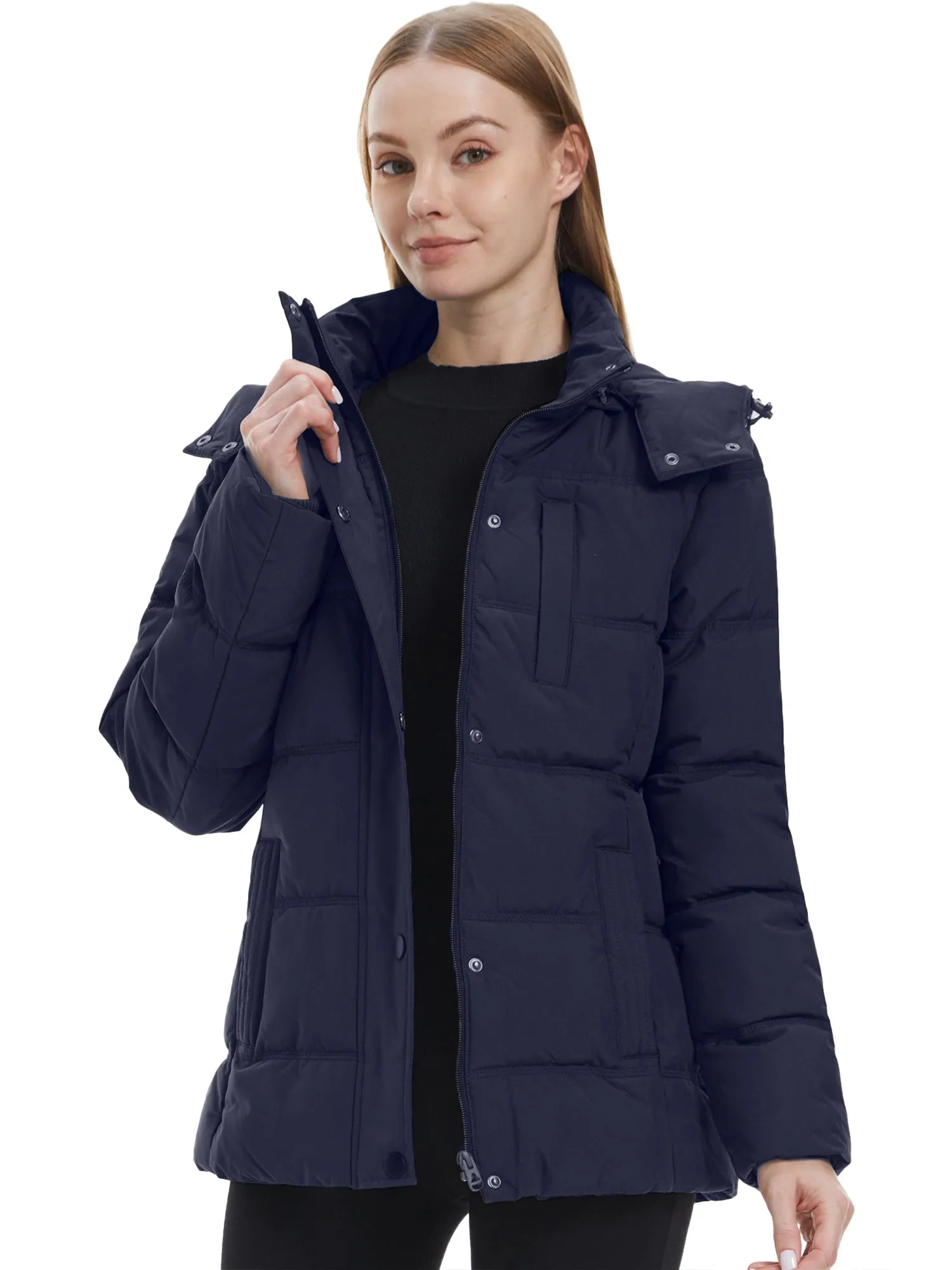 Wantdo Women's Puffer Jacket Warm Winter Coat Quilted Winter Jacket with Removable Hood