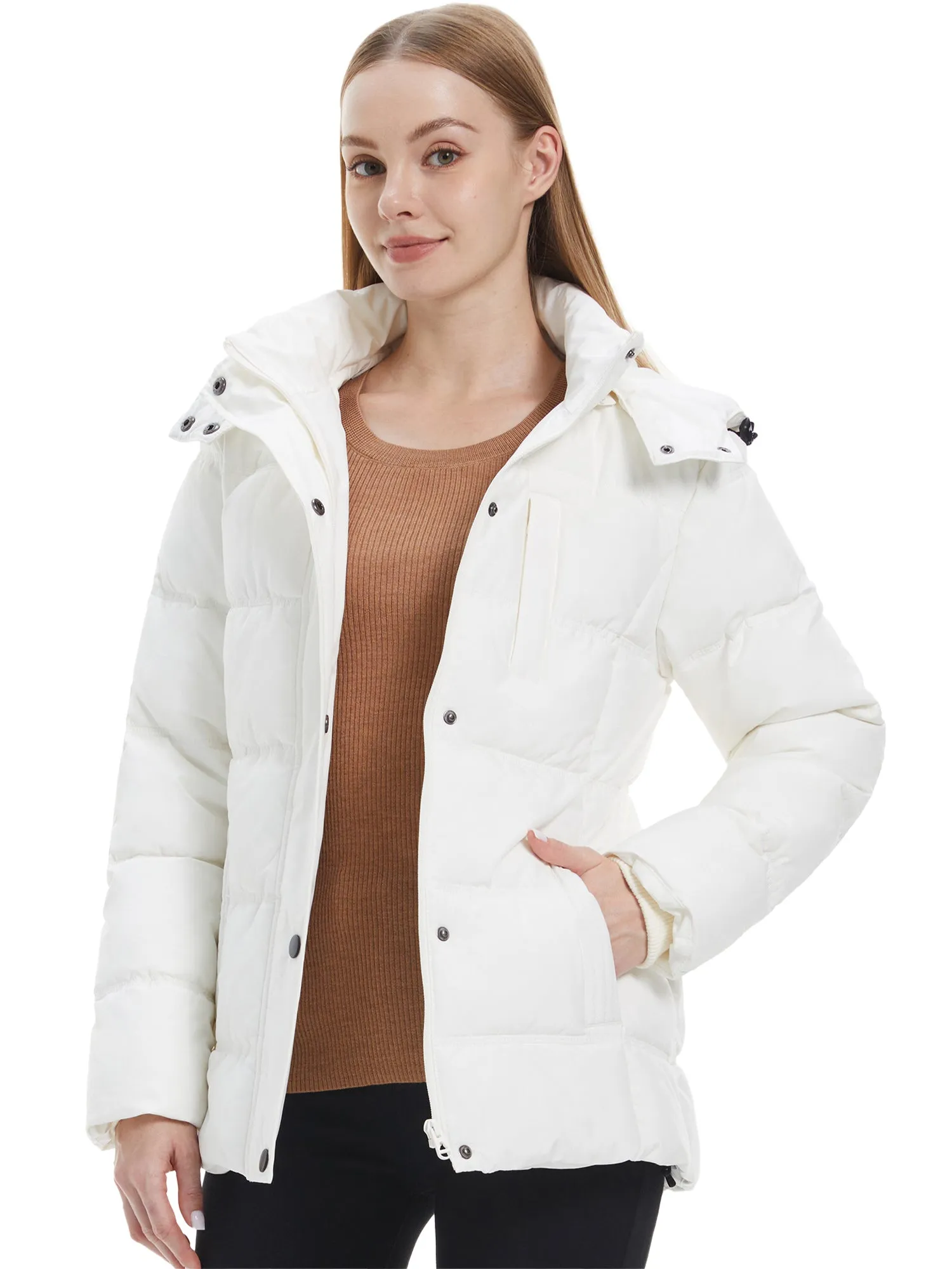 Wantdo Women's Puffer Jacket Warm Winter Coat Quilted Winter Jacket with Removable Hood