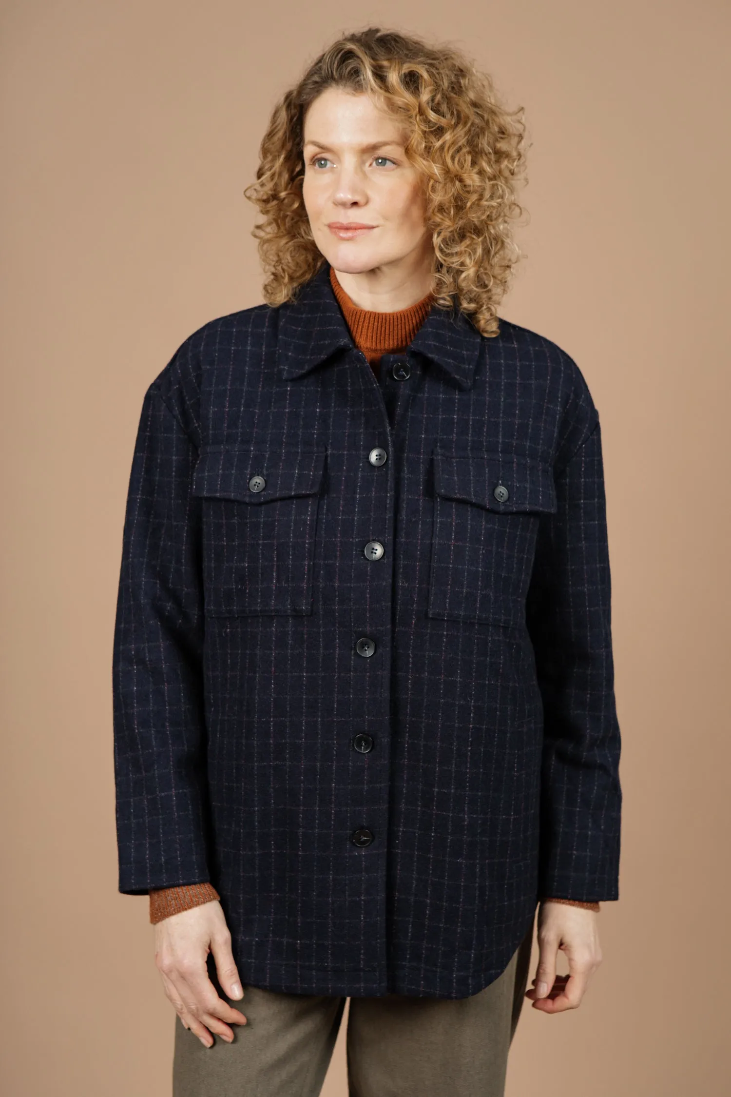 Warren Coat / Navy Windowpane